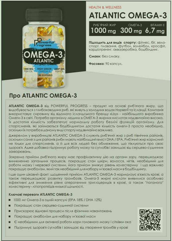 Atlantic Omega 3 - 1000mg 90softgels - Зображення 3